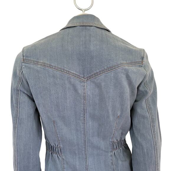VTG GAP Flap Pocket Western Boho Jean Jacket in Dusty Blue  Y2K RARE  SZ S - Picture 6 of 11